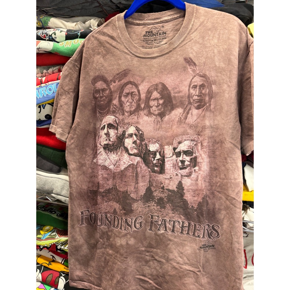 The Mountain Founding Fathers Native American T-Shirt Brown Tie Dye Mens M 2013